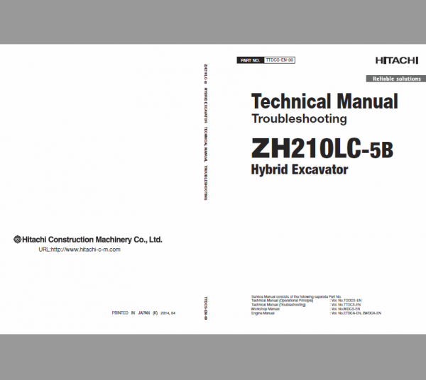 Hitachi Zh210lc-5b Excavator Service Manual