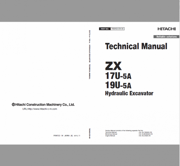 Hitachi Zx17u-5a And Zx19u-5a Excavator Service Manual