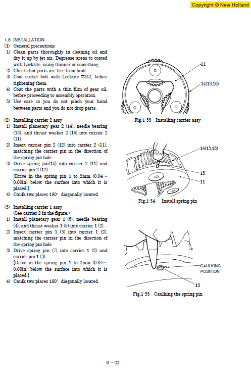 New Holland E200sr Excavator Service Manual