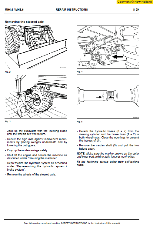 New Holland Mh6.6 And Mh8.6 Excavator Manual