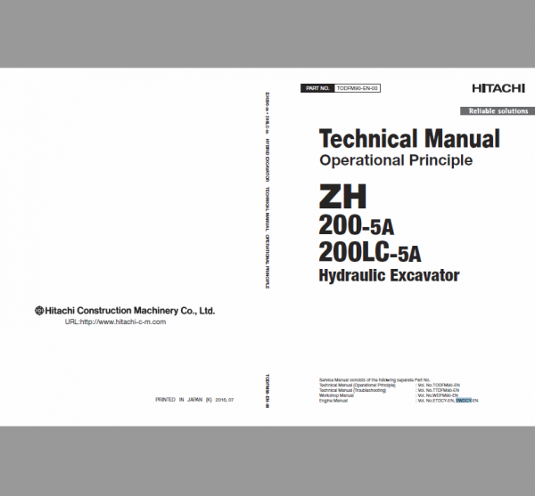 Hitachi Zh200-5a And Zh200lc-5a Excavator Service Manual