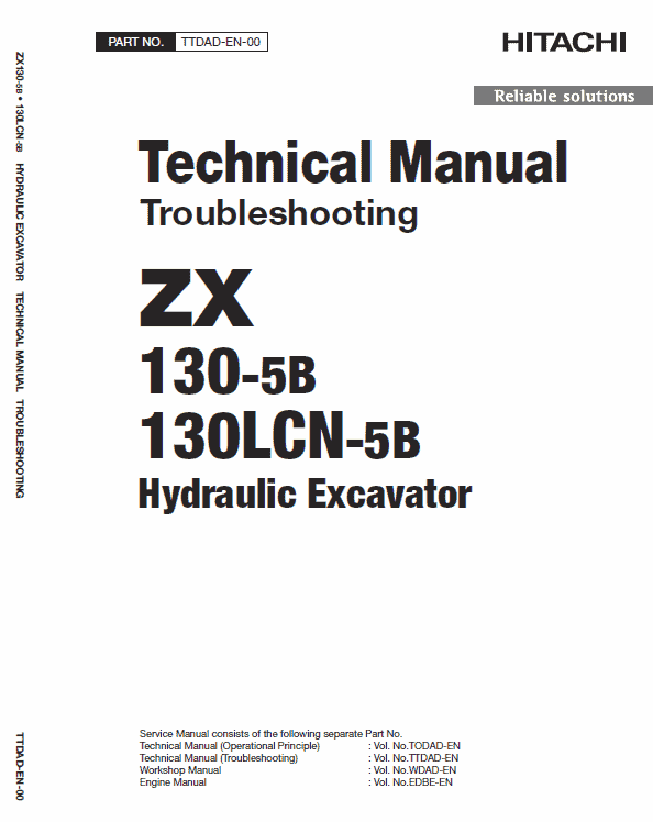 Hitachi Zx130-5b And Zx130lcn-5b Excavator Service Manual