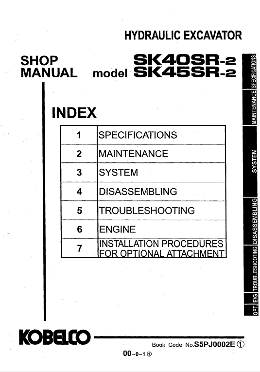 Kobelco Sk40sr-2 And Sk45sr-2 Excavator Service Manual