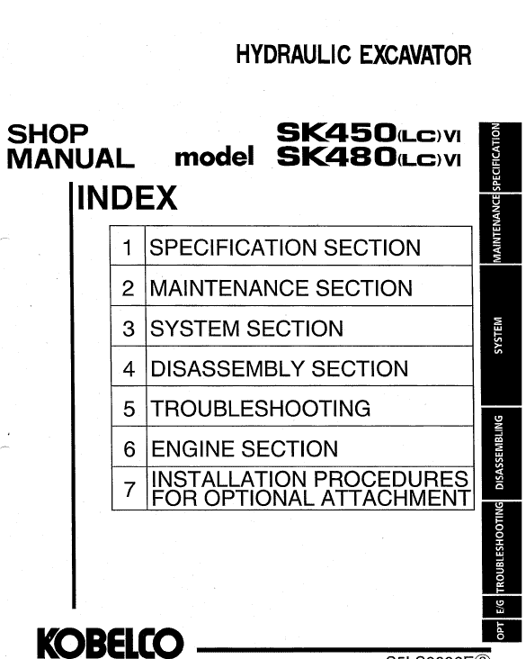 Kobelco Sk450lc-6 And Sk480lc-6 Excavator Service Manual