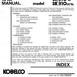 Kobelco Sk310 And Sk310lc Excavator Service Manual