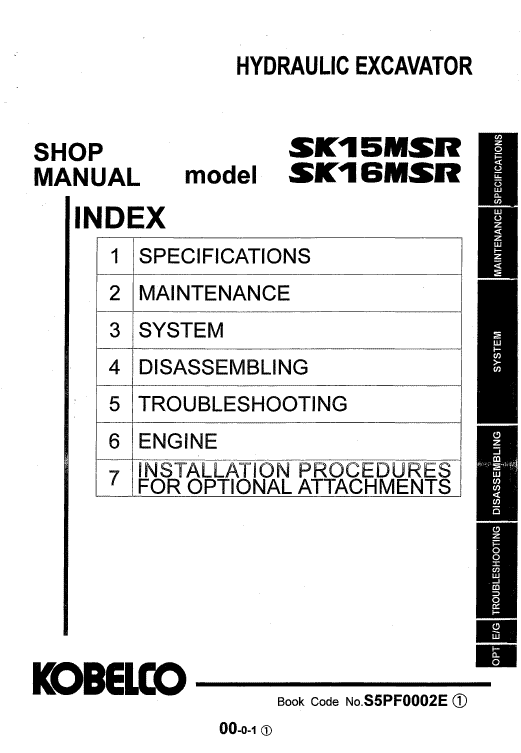 Kobelco Sk15msr And Sk16msr Excavator Service Manual