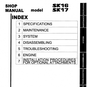 Kobelco Sk16 And Sk17 Excavator Service Manual