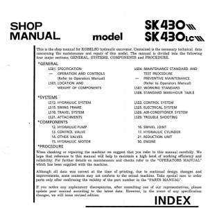 Kobelco Sk430 And Sk430lc Excavator Service Manual