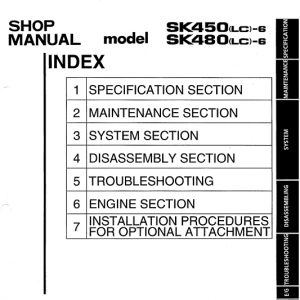 Kobelco Sk450lc-6 And Sk480lc-6 Excavator Service Manual