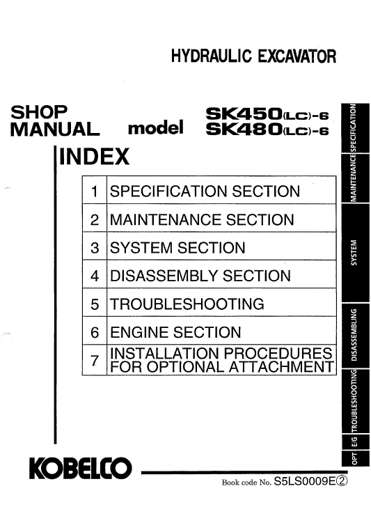 Kobelco Sk450lc-6 And Sk480lc-6 Excavator Service Manual