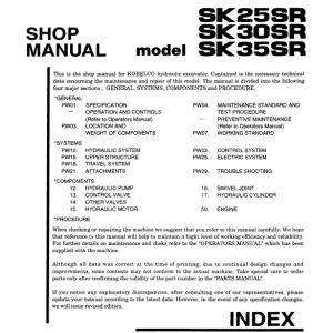 Kobelco Sk25sr, Sk30sr And Sk35sr Excavator Service Manual