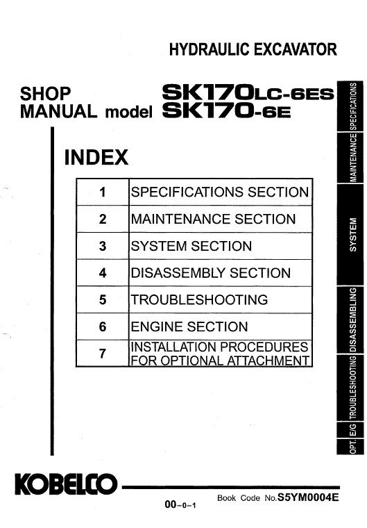 Kobelco Sk170-6e And Sk170lc-6e Excavator Service Manual