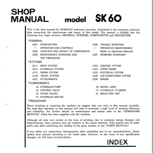 Kobelco Sk60 Excavator Service Manual