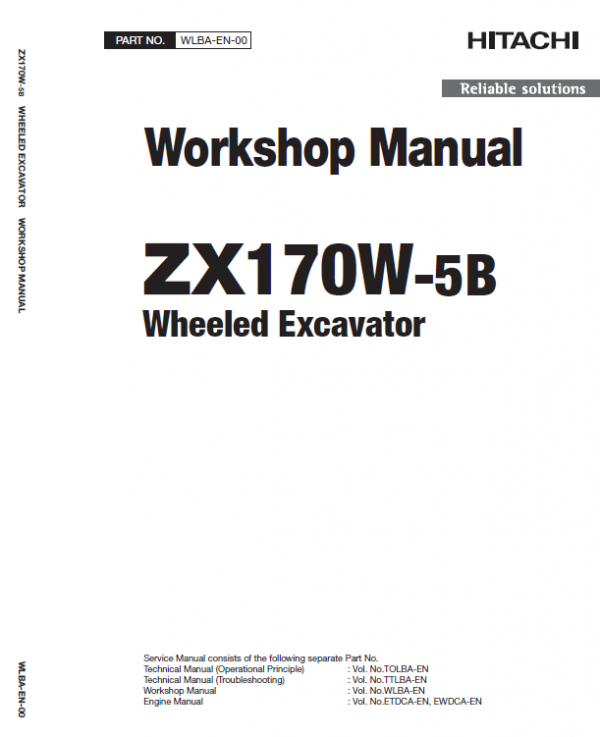 Hitachi Zx170w-5a And Zx170w-5b Excavator Service Manual