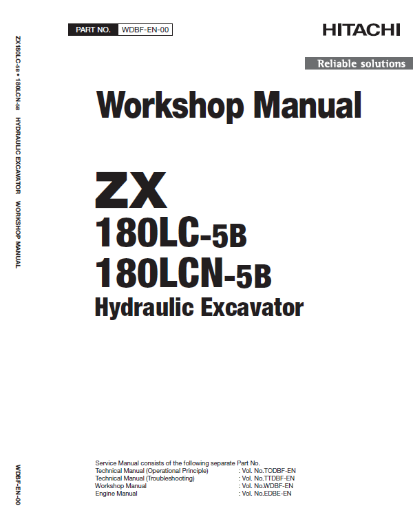 Hitachi Zx180lc-5b And Zx180lc-5g Excavator Service Manual