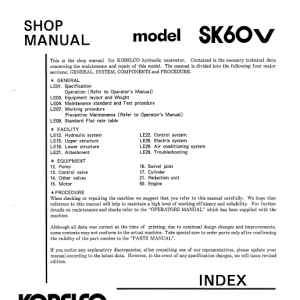 Kobelco Sk60v Excavator Service Manual