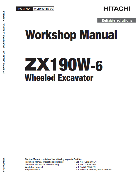 Hitachi Zx190w-5a And Zx190w-6 Wheeled Excavator Service Manual