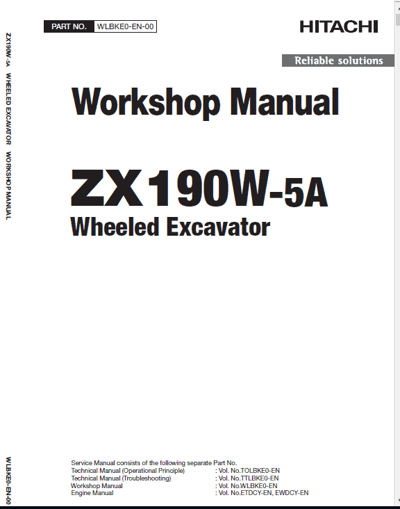 Hitachi Zx190w-5a And Zx190w-6 Wheeled Excavator Service Manual