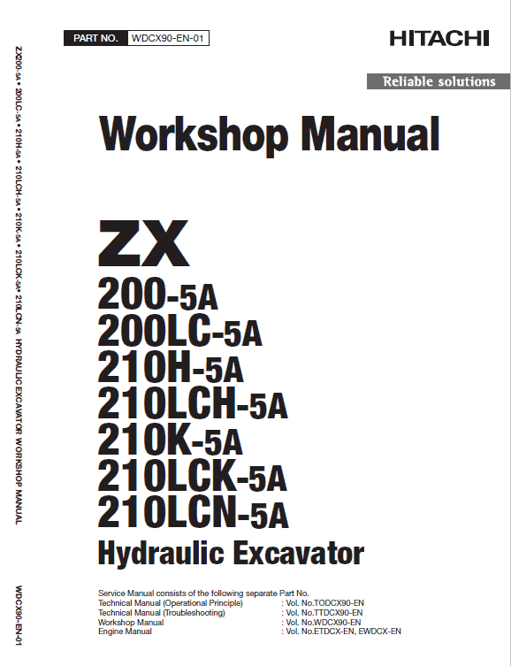 Hitachi Zx200-5a And Zx210lcn-5a Excavator Service Manual