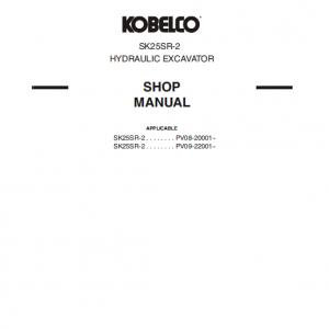 Kobelco Sk25sr-2 Excavator Service Manual