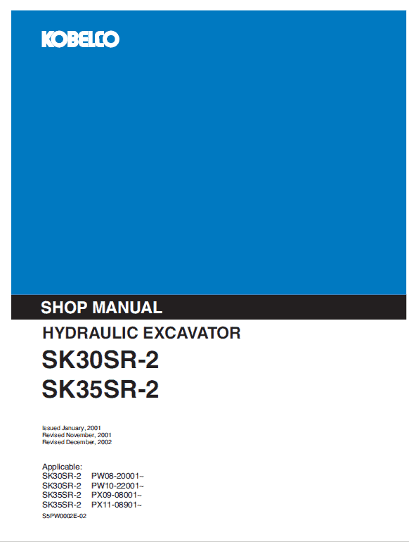 Kobelco Sk30sr-2 And Sk35sr-2 Excavator Service Manual