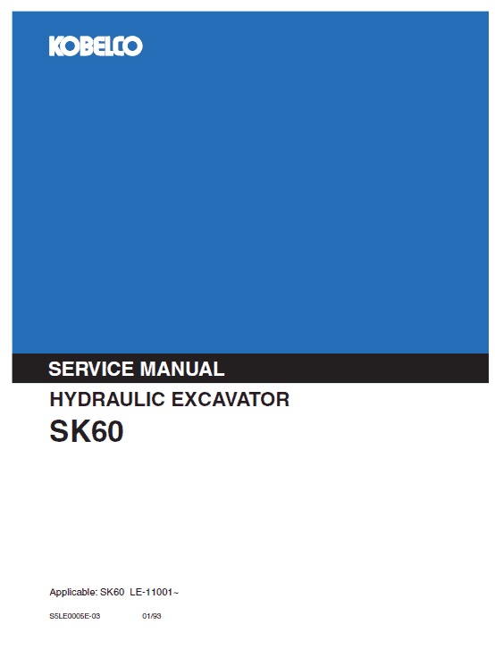 Kobelco Sk60 Excavator Service Manual