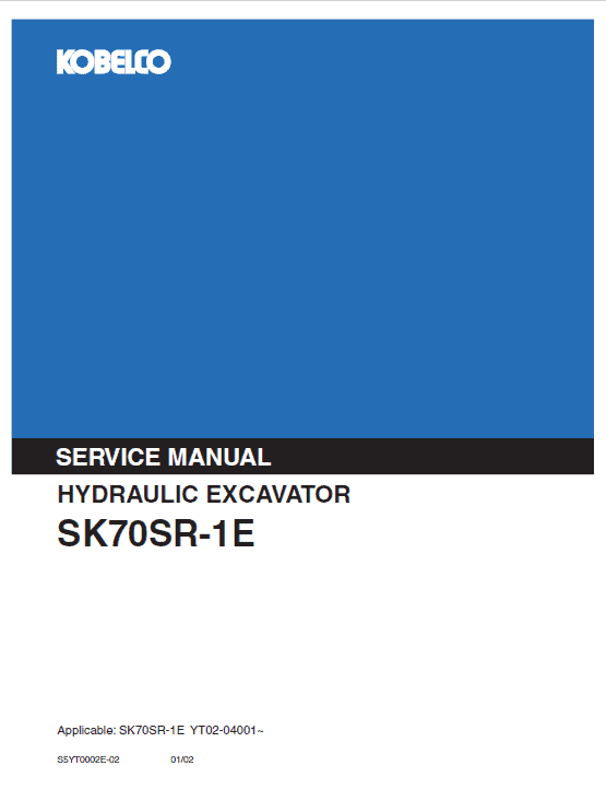 Kobelco Sk70sr-1e, Sk70sr-1es Excavator Service Manual