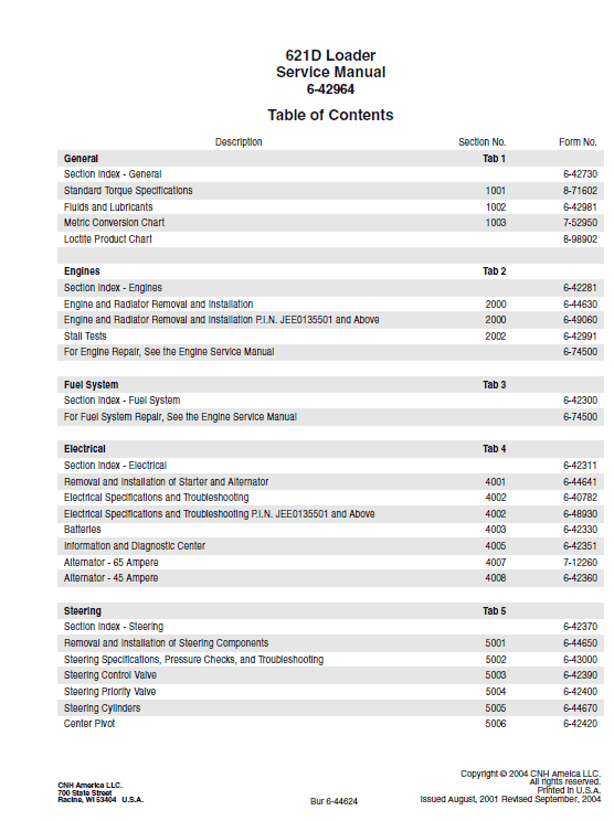 Case 621d Loader Service Manual