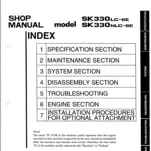 Kobelco Sk330lc-6e And Sk330nlc-6e Excavator Service Manual