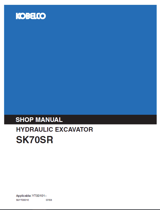 Kobelco Sk70sr Excavator Service Manual