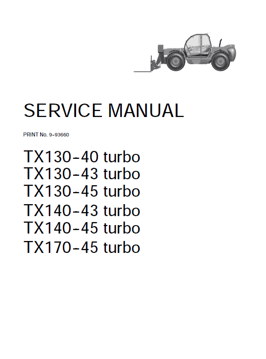 Case Tx130, Tx140 And Tx170 Telescopic Handler Service Manual