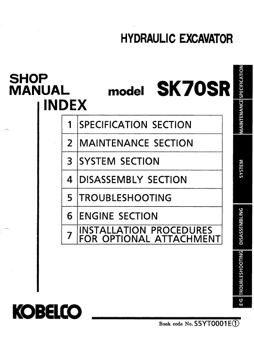 Kobelco Sk70sr Excavator Service Manual