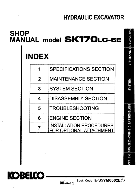 Kobelco Sk170-6e And Sk170lc-6e Excavator Service Manual