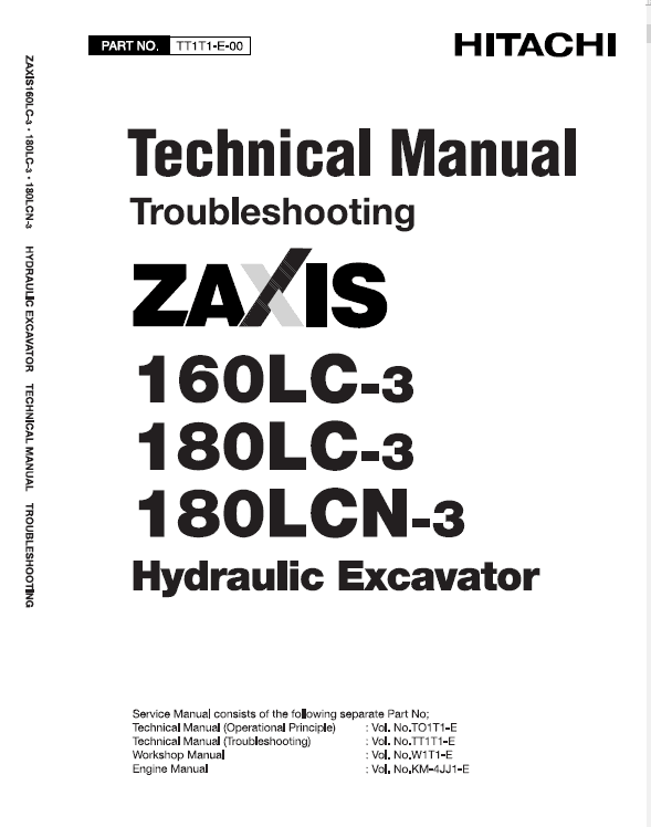 Hitachi Zaxis 160lc-3 And Zaxis 180lc-3 Excavator Service Manual