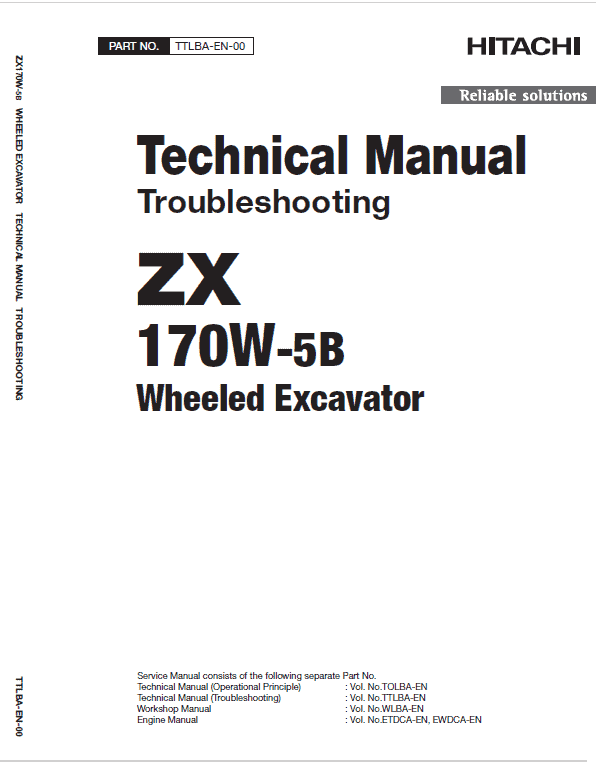 Hitachi Zx170w-5a And Zx170w-5b Excavator Service Manual