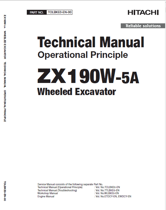 Hitachi Zx190w-5a And Zx190w-6 Wheeled Excavator Service Manual