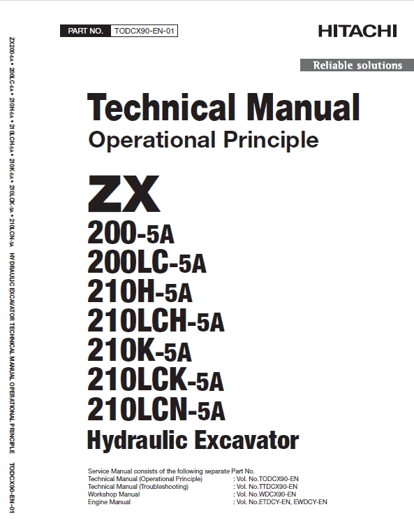 Hitachi Zx200-5a And Zx210lcn-5a Excavator Service Manual