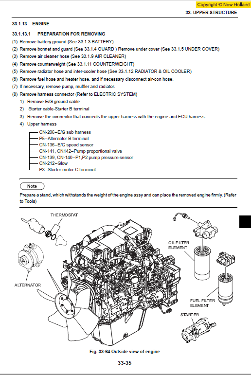 New Holland E215b Excavator Service Manual