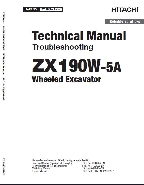 Hitachi Zx190w-5a And Zx190w-6 Wheeled Excavator Service Manual