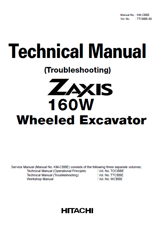 Hitachi Zx160w Wheeled Excavator Service Manual