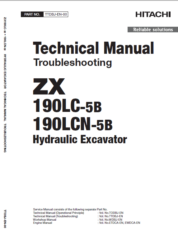 Hitachi Zx190lc-5b And Zx190lc-6 Excavator Service Manual