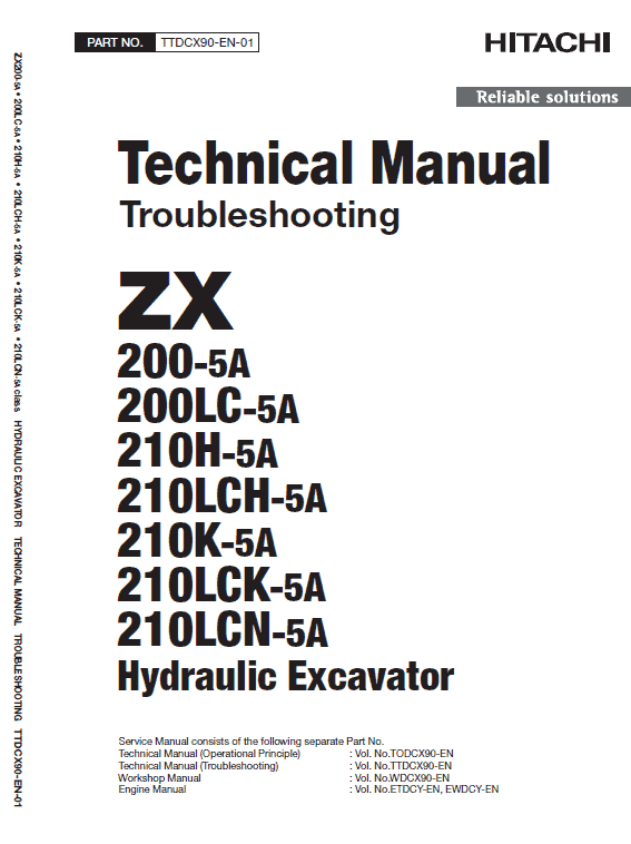 Hitachi Zx200-5a And Zx210lcn-5a Excavator Service Manual