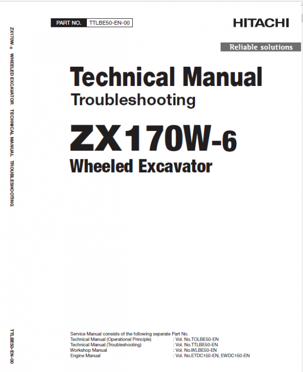 Hitachi Zx170w-6 Wheeled Excavator Service Manual