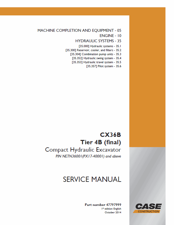 Case CX36B Excavator Service Manual