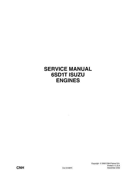 Isuzu 6sd1t Engines Service Manual