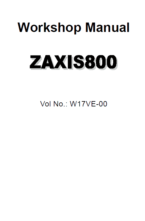 Hitachi Zx800 Zaxis Excavator Service Manual