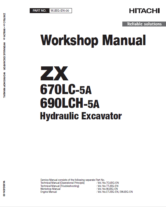 Hitachi Zx670lc-5a And Zx690lch-5a Excavator Manual