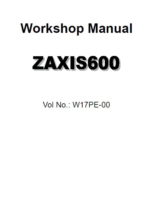 Hitachi Zx600 Zaxis Excavator Service Manual