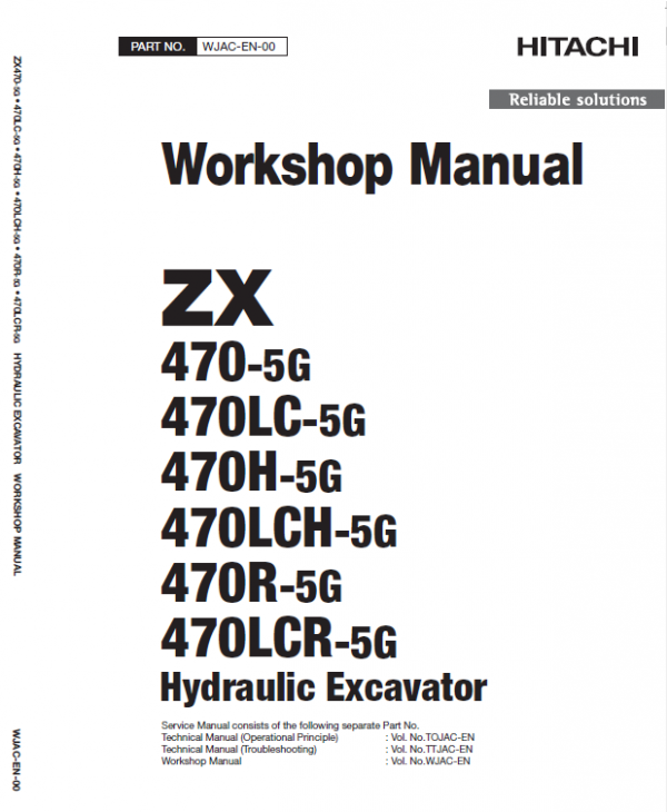 Hitachi Zx470-5g Excavator Service Manual