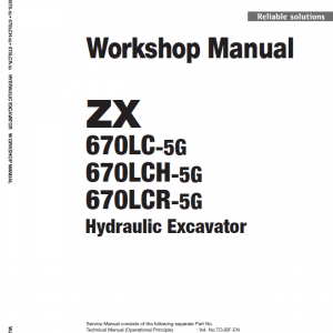 Hitachi Zx670lc-5g, Zx670lcr-5g And Zx670lch-5g Excavator Manual